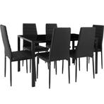 Eettafelset Brandenburg tafel en 6 stoelen - zwart/zwart, Huis en Inrichting, Complete eetkamers, Nieuw, Verzenden