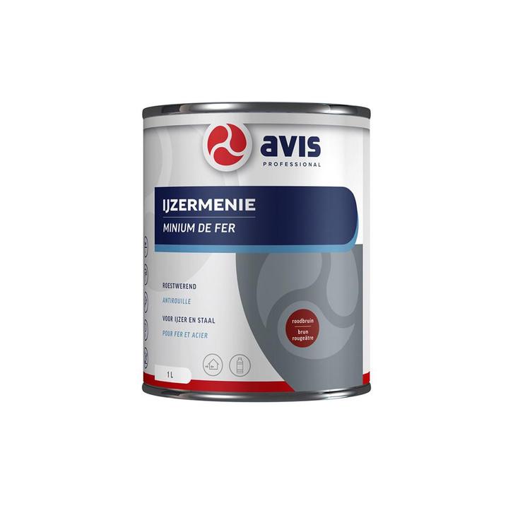 Avis IJzermenie Roodbruin 1 liter, Doe-het-zelf en Verbouw, Verf, Beits en Lak, Nieuw, Ophalen of Verzenden