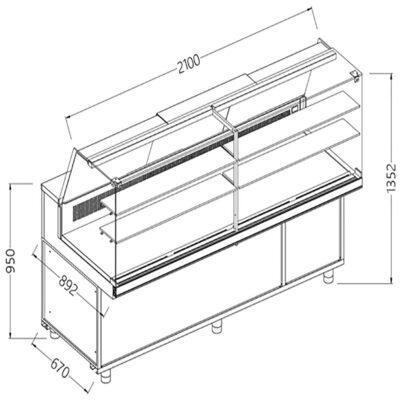 Statische gekoelde toonbankvitrine voor snacks_hoge ruiten,, Zakelijke goederen, Horeca | Keukenapparatuur, Nieuw in verpakking