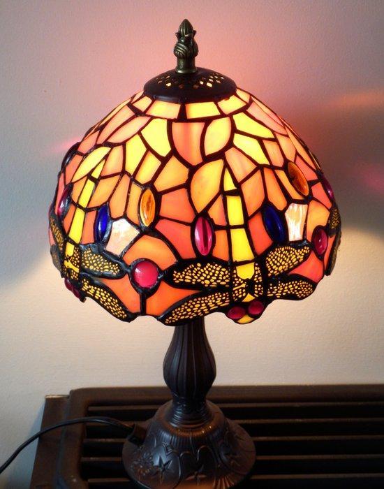 Fraaie Tiffany tafellamp Oranje in Art Nouveau stijl - Lamp, Antiek en Kunst, Kunst | Designobjecten