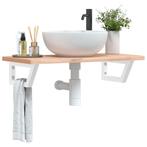 vidaXL Badkamer wandschap staal en massief beukenhout, Verzenden, Nieuw