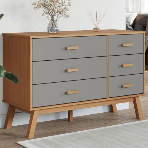 vidaXL Ladekastje OLDEN massief grenenhout grijs en bruin, Kinderen en Baby's, Kinderkamer | Commodes en Kasten, Nieuw, Verzenden