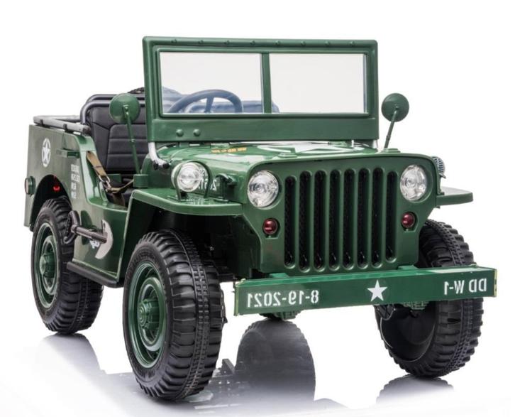 Kinderauto JEEP WILLYS WW2, groen, 24V, 4WD, 3 zits,RC NIEUW, Kinderen en Baby's, Speelgoed | Speelgoedvoertuigen, Afstandsbediening