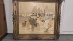 Poolse school (XIX) - Pair of Harbor Scenes, Antiek en Kunst