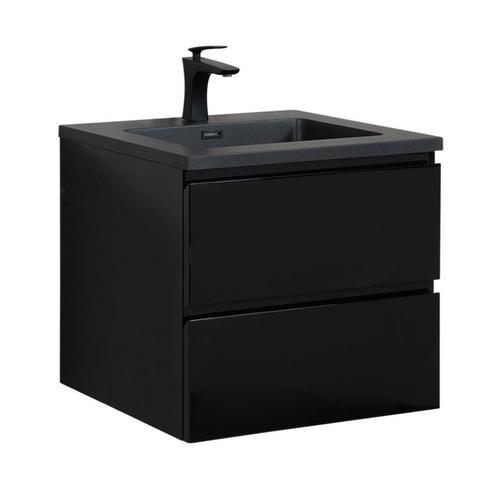 Badkamermeubel Set Angela 60cm Mat Zwart Badmeubel, Huis en Inrichting, Badkamer | Badkamermeubels, Nieuw, Wastafelkast, Verzenden