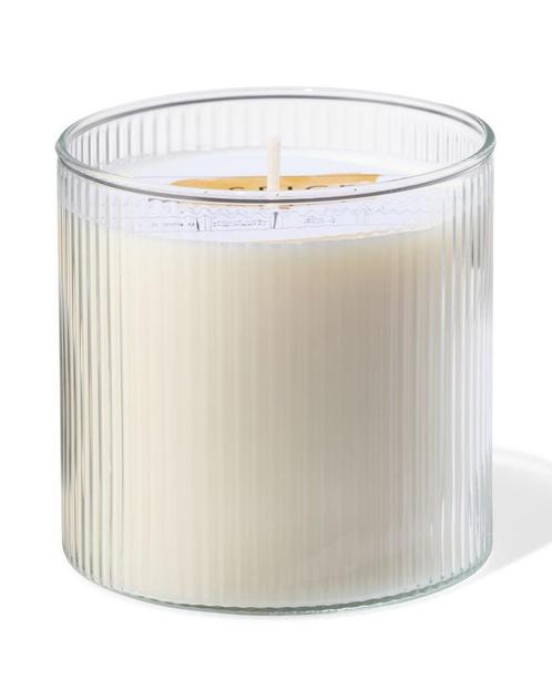 HEMA Geurkaars in ribbelglas Ø10x10 spice, Huis en Inrichting, Woonaccessoires | Kandelaars en Kaarsen, Nieuw, Verzenden