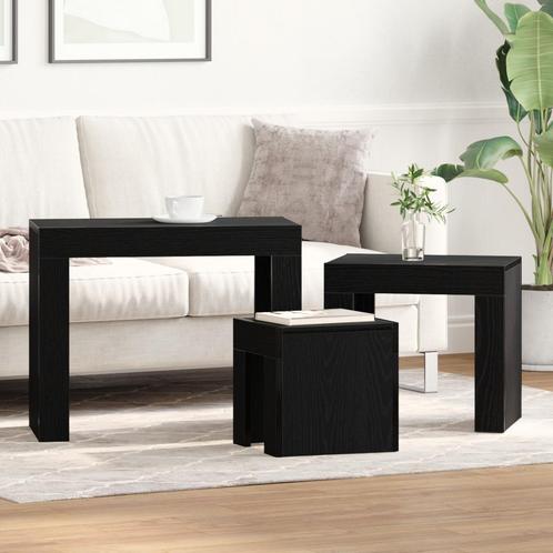 vidaXL Stapel Koffietafels 3 st Zwart Eikenhout, Huis en Inrichting, Tafels | Salontafels, Nieuw, Minder dan 50 cm, Eikenhout