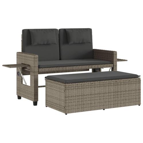 2-in-1 Tuinbank/Slaapbank grijs. Retourdeal - Instelbaar!, Tuin en Terras, Tuinbanken, Nieuw, Rotan, Ophalen of Verzenden