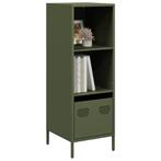 vidaXL buffetkast 35x39x103,5 cm staal olijfgroen, Verzenden, Nieuw, Metaal