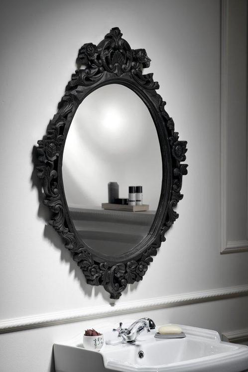 Desna Spiegel met frame 80x100cm antiek zwart, Huis en Inrichting, Woonaccessoires | Spiegels, Ophalen of Verzenden