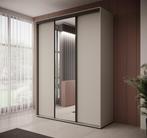 Meubella Kledingkast beige zwart 180 cm - Met spiegel, 150 tot 200 cm, Nieuw, Modern, 50 tot 75 cm