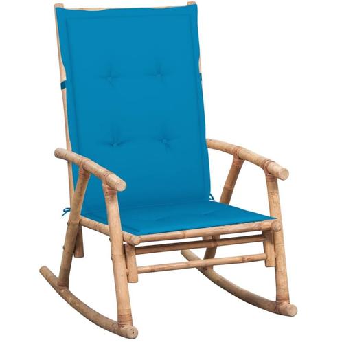vidaXL Schommelstoel met kussen bamboe, Tuin en Terras, Tuinstoelen, Nieuw, Hout, Verzenden