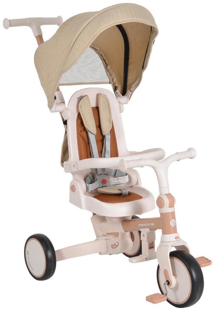 Byox Compacto Beige 4-in-1 Driewieler met Duwstang, Kinderen en Baby's, Speelgoed | Buiten | Voertuigen en Loopfietsen, Nieuw