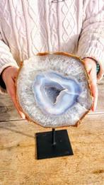 Agaat Vrije-vormige Drusecluster op metalen sokkel - Hoogte: