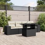 vidaXL 5-delige Loungeset met kussens poly rattan zwart, Verzenden, Nieuw, Rotan, Loungeset