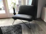 Leren fauteuil zonder armleuning met kruisframe - zwart leer, Huis en Inrichting, Nieuw, Ophalen of Verzenden, 75 tot 100 cm, Industrieel