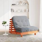 vidaXL Futon slaapbank met matras 100x206x11 cm grenenhout, Verzenden, Nieuw, Bruin