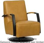 Cognac leren industriële draaifauteuils - staal zwart frame, Huis en Inrichting, Fauteuils, Nieuw, Ophalen of Verzenden, Modern