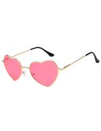 Hartjes Zonnebril Goud Montuur Roze Glazen Gouden Hippie Bri, Ophalen of Verzenden, Nieuw, Roze