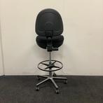 Balie / hoge werkstoel met voetenring, zwart - chroom, Ergonomisch, Gebruikt, Ophalen of Verzenden, Bureaustoel
