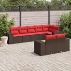 vidaXL 8-delige tuinbankset met kussens, bruin polyrotan, Tuin en Terras, Tuinsets en Loungesets, Verzenden, Nieuw, Rotan