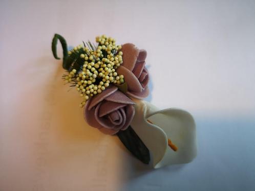 Corsage Calla Creme/Lila/Creme Maatwerk corsage, Hobby en Vrije tijd, Knutselen, Nieuw, Ophalen of Verzenden