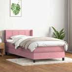 vidaXL Boxspring met matras fluweel roze 90x220 cm, Verzenden, Nieuw, Stof