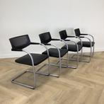 Complete Design set van 4x Vitra Visasoft Visavis, Huis en Inrichting, Stoelen, Gebruikt, Zwart, Leer, Ophalen of Verzenden