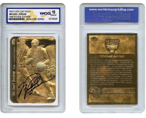 1998 Fleer 23KT Gold Michael Jordan Rookie Sticker Signature, Verzamelen, Stickers