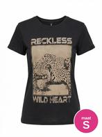 Only T-shirt Reckless Wild Heart Zwart S — 100% Cotton BCI, Only, Zwart, Zo goed als nieuw, Korte mouw