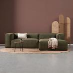 *WOONWINKEL* Groen Rib Bank Met Chaise Longue Rechts, Huis en Inrichting, Banken | Bankstellen, Verzenden, Nieuw