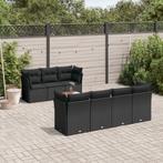 vidaXL 8-delige Loungeset met kussens poly rattan zwart, Tuin en Terras, Verzenden, Nieuw, Rotan, Loungeset