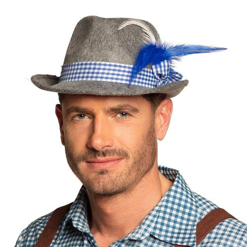 Oktoberfest Tiroler Hoed Grijs Blauw, Hobby en Vrije tijd, Feestartikelen, Nieuw, Verzenden