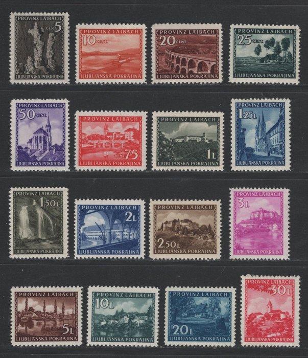 Laibach 1945 - Ansichten compleet, Endwaarde gecontroleerd, Postzegels en Munten, Postzegels | Europa | Duitsland