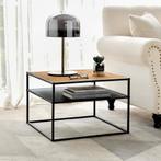 [en.casa] Salontafel Quinisut 40x55x55 cm houtkleurig en zwa, Huis en Inrichting, Tafels | Bijzettafels, Verzenden, Nieuw