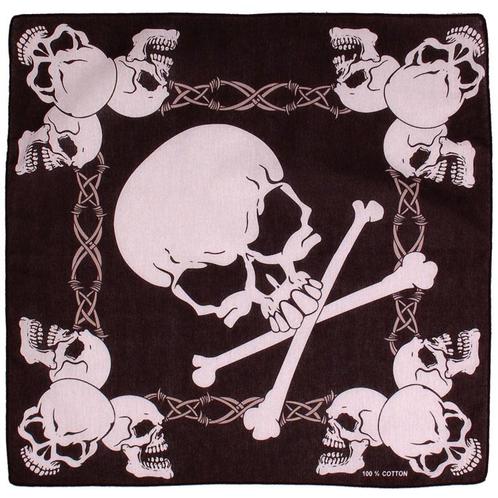 Bandana / Doek - Skulls and Bones & Barbed Wire - Katoen - 5, Kleding | Heren, Hoeden en Petten, Nieuw, Ophalen of Verzenden