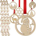 Ruhhy Houten Kerstballen – Set van 36 Stuks, Beige, DIY D., Diversen, Kerst, Ophalen of Verzenden, Nieuw