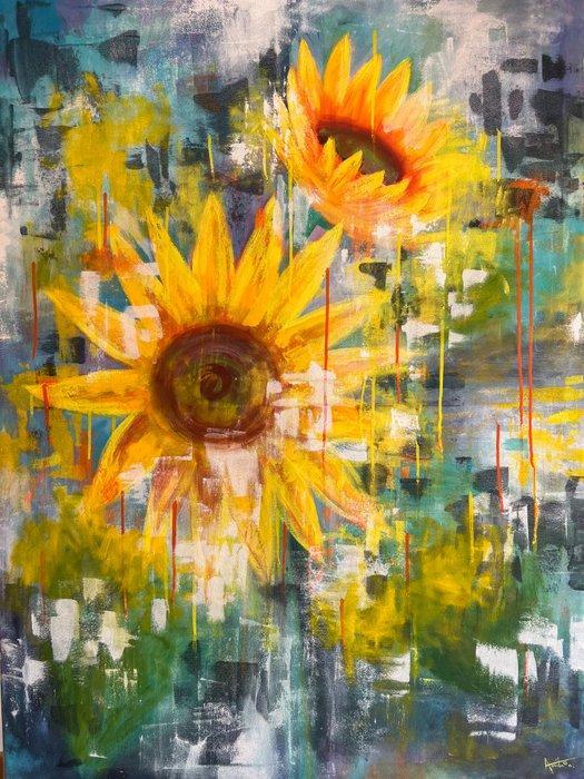 Amita Dand - Let me be free | Abstract Sunflower Art, Antiek en Kunst, Kunst | Schilderijen | Modern