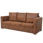 3-zitsbank Suede Bruin | Retourdeal | 35% Korting, Huis en Inrichting, Banken | Bankstellen, Modern vintage, Minder dan 75 cm