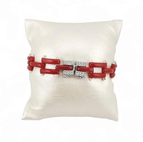 Bloedkoraal - Zilver - Armband - met de hand gemaakt, Verzamelen, Mineralen en Fossielen