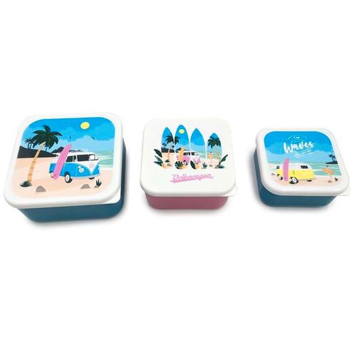 Lunchbox Snackbox - Volkswagen VW Busje T1 - Waves - Set 3-d, Huis en Inrichting, Keuken | Keukenbenodigdheden, Nieuw, Ophalen of Verzenden