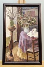 Post-impressionist School (XX) - Interior scene with flowers, Antiek en Kunst