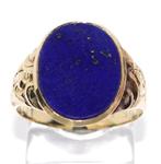 Ring - 14 karaat Geel goud -  4.00ct. tw. Lapis lazuli -, Sieraden, Tassen en Uiterlijk, Antieke sieraden