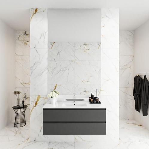 MONDIAZ DENTA 100 badmeubel dark grey 2 lades wastafel, Doe-het-zelf en Verbouw, Sanitair, Bad, Nieuw, Ophalen of Verzenden