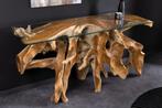Massieve wandtafel ROOT 150cm naturel teakhout massief, Huis en Inrichting, Tafels | Sidetables, Ophalen of Verzenden, Nieuw