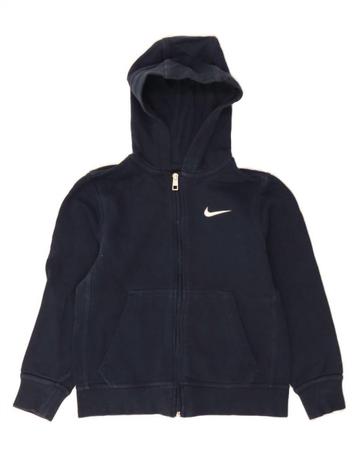 NIKE Boys Zip Hoodie Sweater 8-9 Years Small Navy Blue beschikbaar voor biedingen