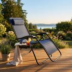 Ligstoel Tuin Blauw | IJzeren Frame | Nieuw | Scherpe Prijs, Tuin en Terras, Ophalen of Verzenden, Nieuw, Metaal, Verstelbaar