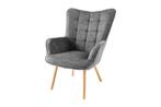 Moderne fauteuil SCANDINAVIA grijze structuurstof massief, Huis en Inrichting, Fauteuils, Ophalen of Verzenden, Nieuw