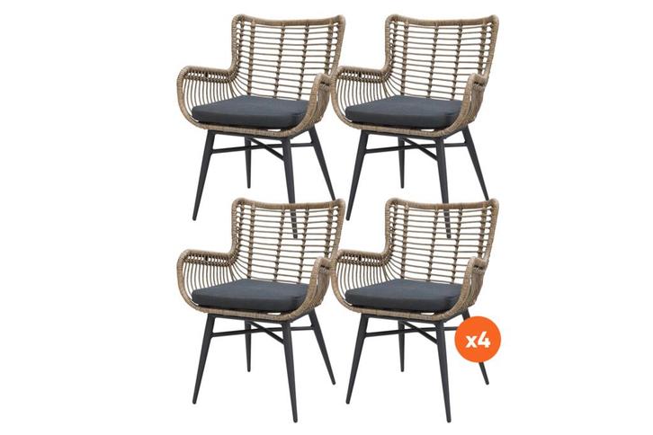 VDG Set van 4 - Jasmine dining tuinstoel - Naturel, Tuin en Terras, Tuinsets en Loungesets, Nieuw, Overige materialen, Verzenden