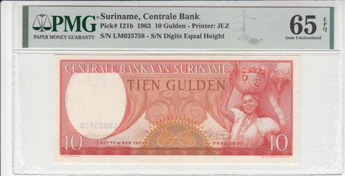 1963 Suriname P 121b 10 Gulden Pmg 65 Epq, Postzegels en Munten, Bankbiljetten | Europa | Niet-Eurobiljetten, Verzenden